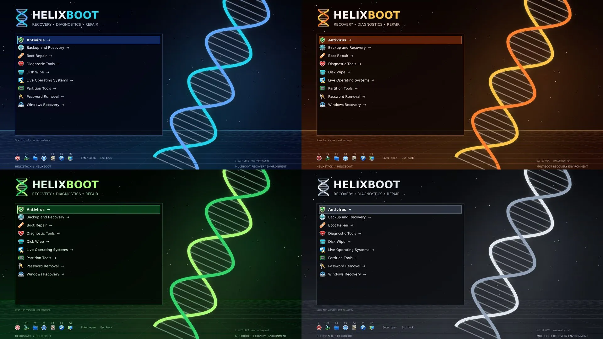 The Midnight, Ember, Terminal and Slate presets